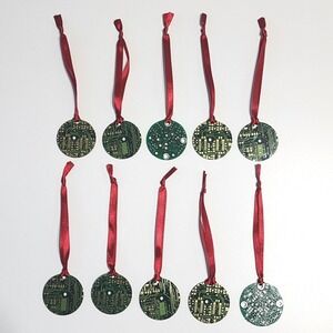 Circuit Board Christmas Ornament Set 10 Green Motherboard‎ Geek Gift Tech Nerd